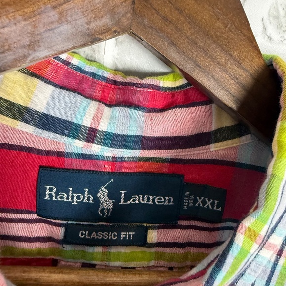 Ralph Lauren Classic Fit Colorful Spring Plaid Casual Button Down Shirt Mens 2XL - Picture 4 of 7